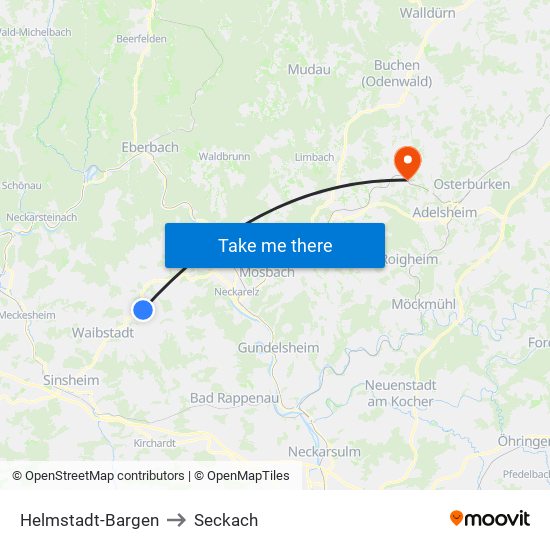 Helmstadt-Bargen to Seckach map