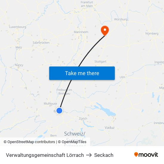 Verwaltungsgemeinschaft Lörrach to Seckach map