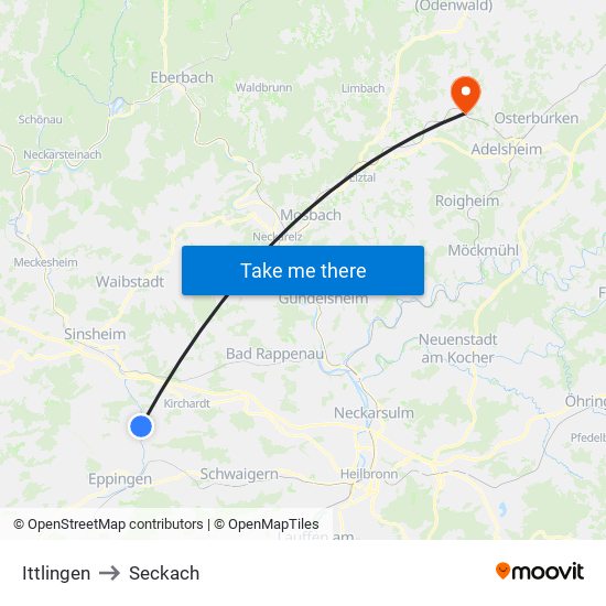 Ittlingen to Seckach map