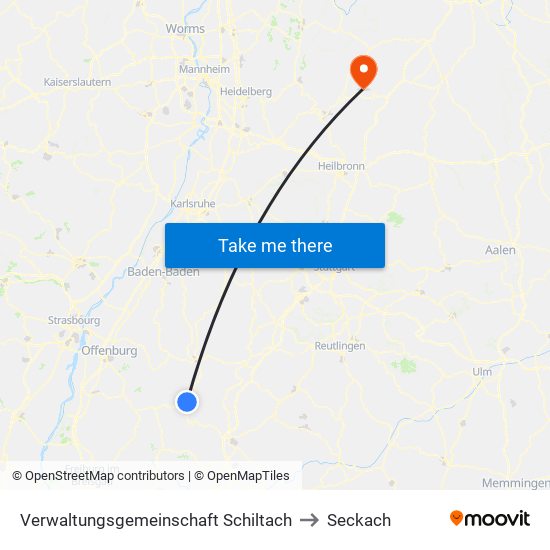 Verwaltungsgemeinschaft Schiltach to Seckach map