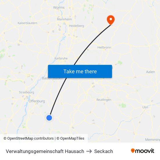 Verwaltungsgemeinschaft Hausach to Seckach map