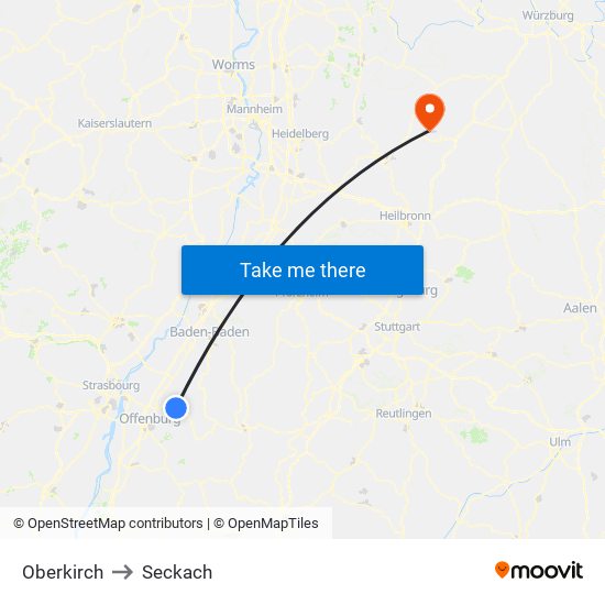 Oberkirch to Seckach map