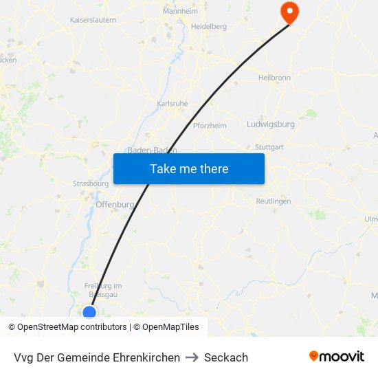 Vvg Der Gemeinde Ehrenkirchen to Seckach map