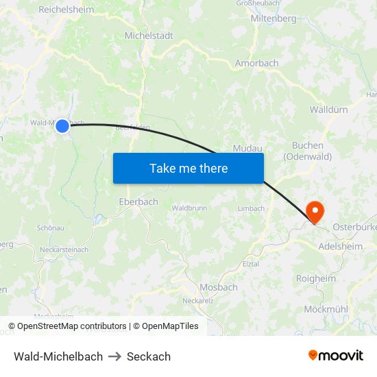 Wald-Michelbach to Seckach map