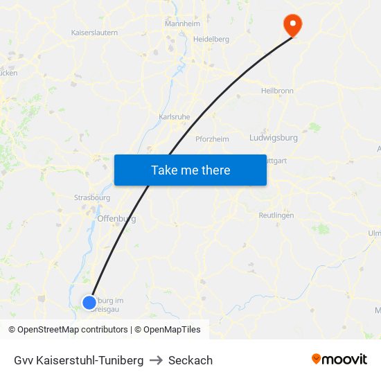 Gvv Kaiserstuhl-Tuniberg to Seckach map