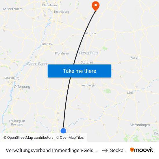 Verwaltungsverband Immendingen-Geisingen to Seckach map