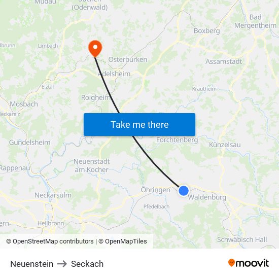 Neuenstein to Seckach map