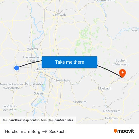 Herxheim am Berg to Seckach map