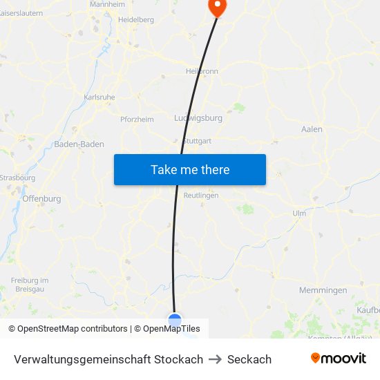 Verwaltungsgemeinschaft Stockach to Seckach map