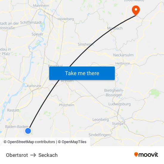 Obertsrot to Seckach map