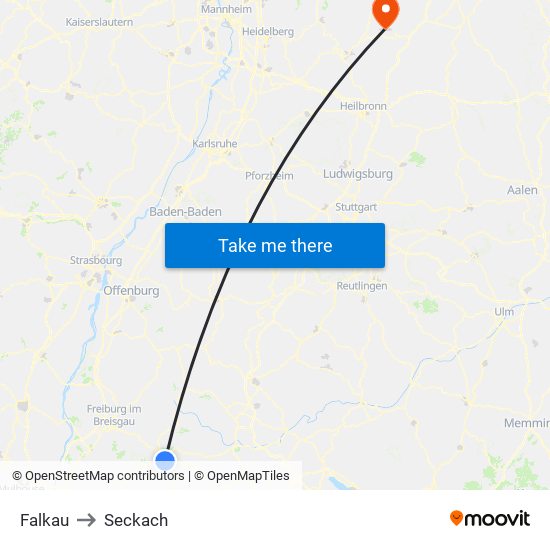 Falkau to Seckach map