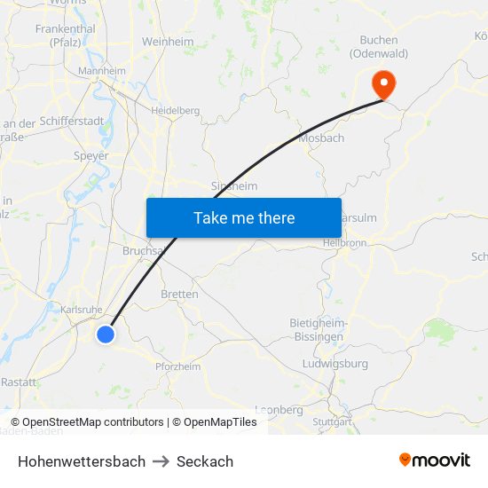 Hohenwettersbach to Seckach map