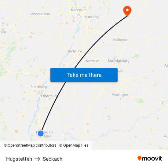 Hugstetten to Seckach map