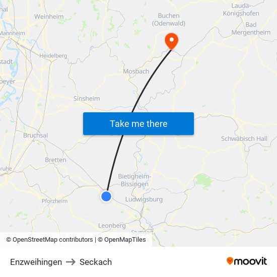 Enzweihingen to Seckach map