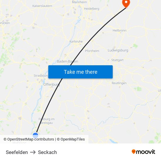 Seefelden to Seckach map