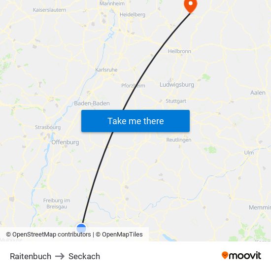 Raitenbuch to Seckach map