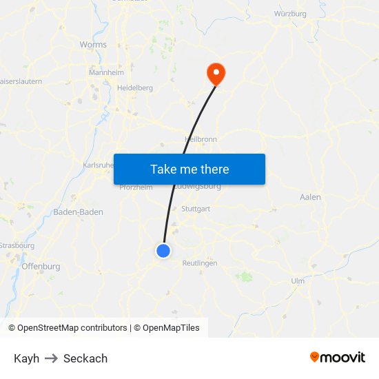 Kayh to Seckach map