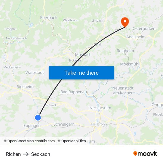 Richen to Seckach map