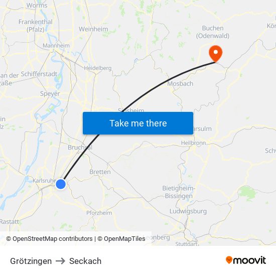 Grötzingen to Seckach map