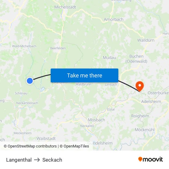 Langenthal to Seckach map