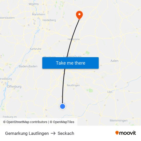 Gemarkung Lautlingen to Seckach map