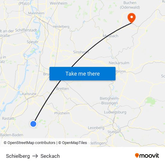 Schielberg to Seckach map