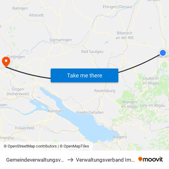 Gemeindeverwaltungsverband Rot-Tannheim to Verwaltungsverband Immendingen-Geisingen map
