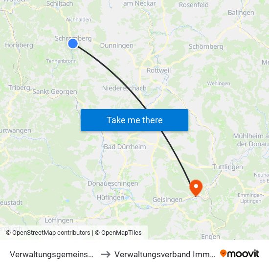 Verwaltungsgemeinschaft Schramberg to Verwaltungsverband Immendingen-Geisingen map