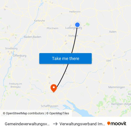 Gemeindeverwaltungsverband Steinheim-Murr to Verwaltungsverband Immendingen-Geisingen map