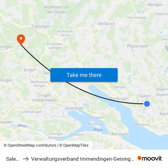 Salem to Verwaltungsverband Immendingen-Geisingen map
