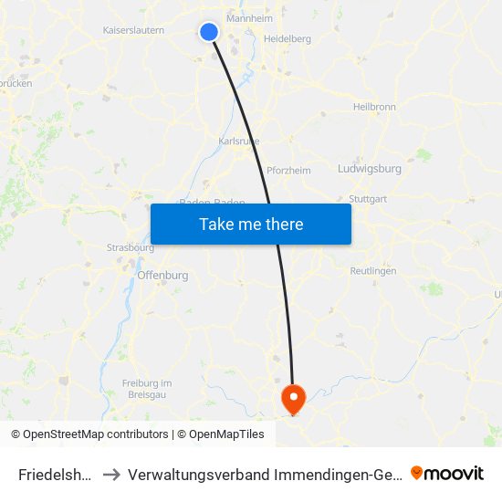 Friedelsheim to Verwaltungsverband Immendingen-Geisingen map