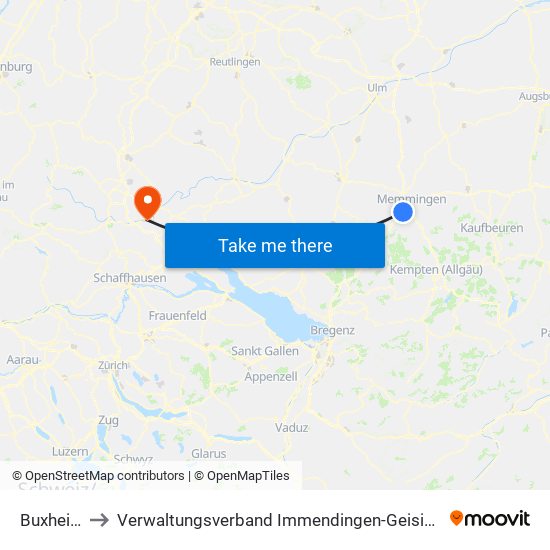 Buxheim to Verwaltungsverband Immendingen-Geisingen map