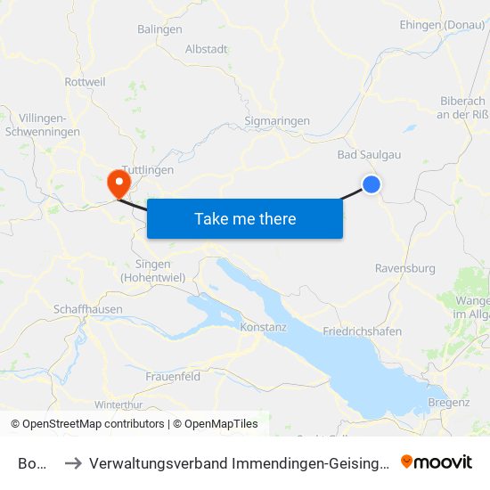 Boms to Verwaltungsverband Immendingen-Geisingen map