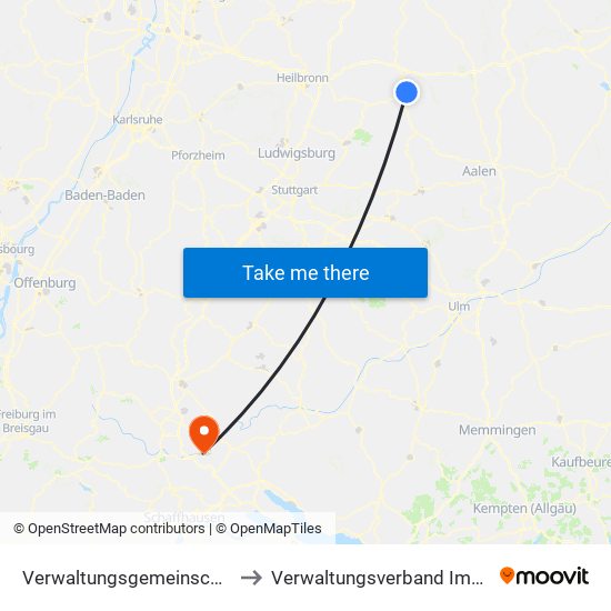 Verwaltungsgemeinschaft Schwäbisch Hall to Verwaltungsverband Immendingen-Geisingen map