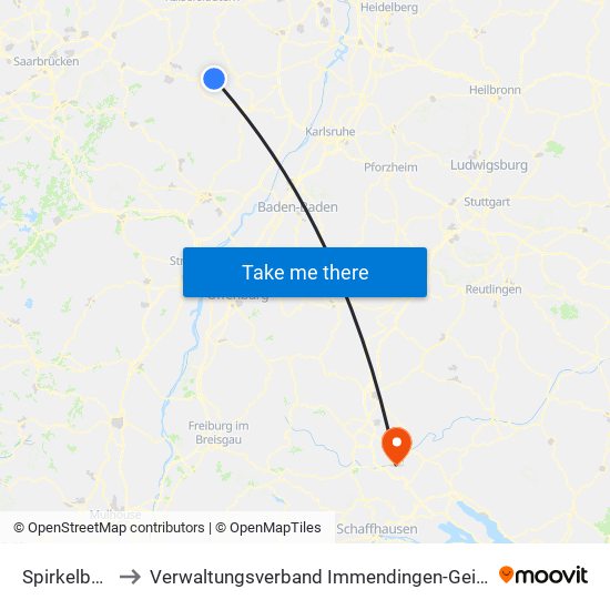 Spirkelbach to Verwaltungsverband Immendingen-Geisingen map