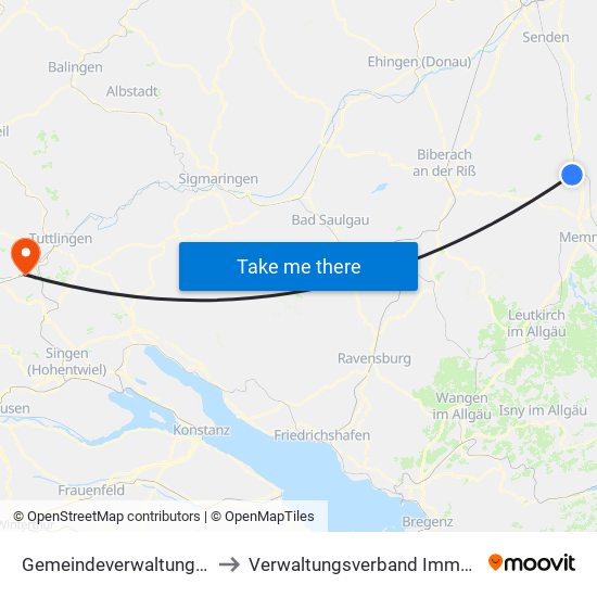 Gemeindeverwaltungsverband Illertal to Verwaltungsverband Immendingen-Geisingen map