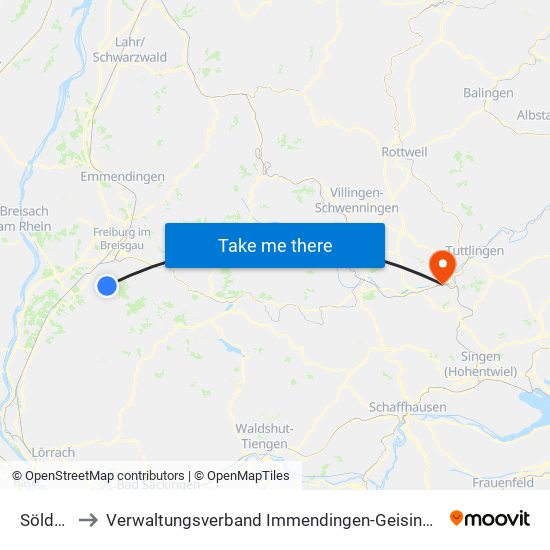 Sölden to Verwaltungsverband Immendingen-Geisingen map