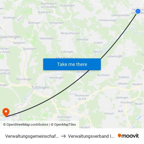 Verwaltungsgemeinschaft Stetten am Kalten Markt to Verwaltungsverband Immendingen-Geisingen map