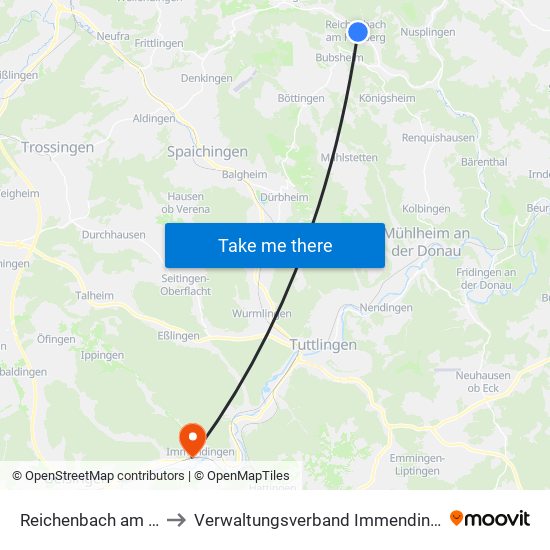 Reichenbach am Heuberg to Verwaltungsverband Immendingen-Geisingen map