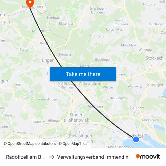 Radolfzell am Bodensee to Verwaltungsverband Immendingen-Geisingen map