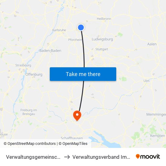 Verwaltungsgemeinschaft Oberderdingen to Verwaltungsverband Immendingen-Geisingen map
