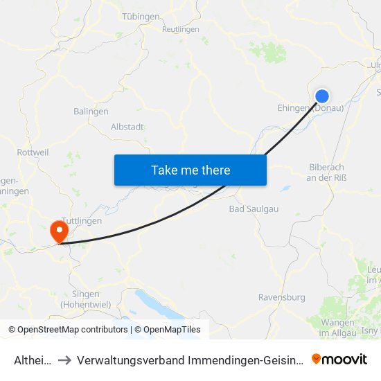 Altheim to Verwaltungsverband Immendingen-Geisingen map