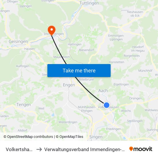 Volkertshausen to Verwaltungsverband Immendingen-Geisingen map