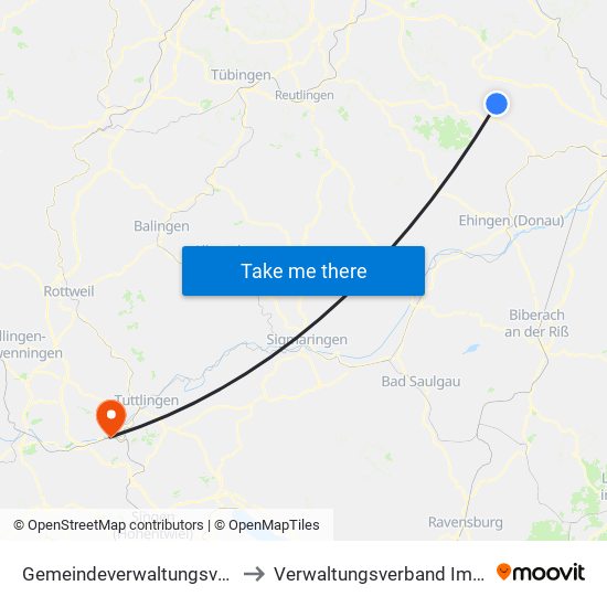 Gemeindeverwaltungsverband Laichinger Alb to Verwaltungsverband Immendingen-Geisingen map