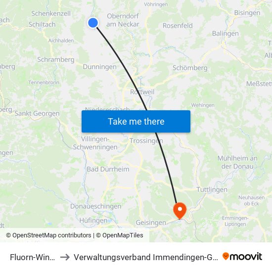 Fluorn-Winzeln to Verwaltungsverband Immendingen-Geisingen map