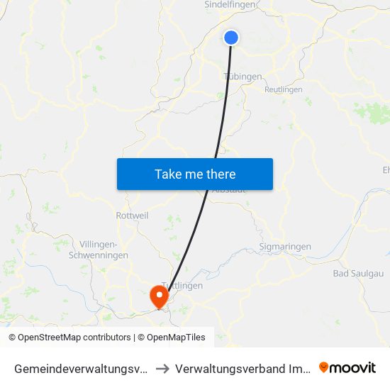 Gemeindeverwaltungsverband Holzgerlingen to Verwaltungsverband Immendingen-Geisingen map