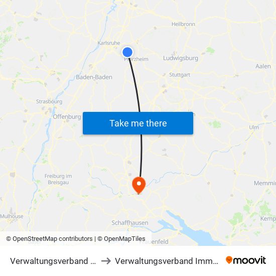 Verwaltungsverband Kämpfelbachtal to Verwaltungsverband Immendingen-Geisingen map