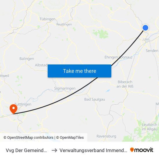 Vvg Der Gemeinde Dornstadt to Verwaltungsverband Immendingen-Geisingen map