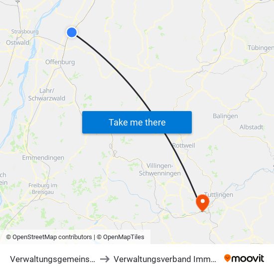 Verwaltungsgemeinschaft Oberkirch to Verwaltungsverband Immendingen-Geisingen map