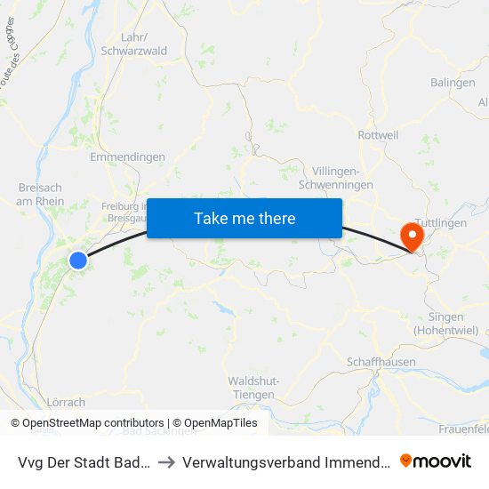 Vvg Der Stadt Bad Krozingen to Verwaltungsverband Immendingen-Geisingen map